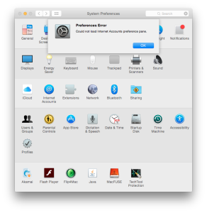 Apple Preferences Error