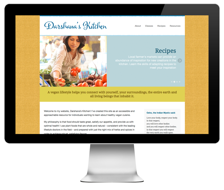 Website design and CMS for Darshana's Kitchen vegan food